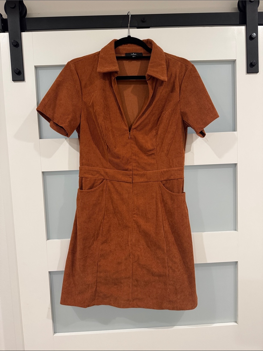 Lulu's Rust Corduroy Mini Dress with Pockets